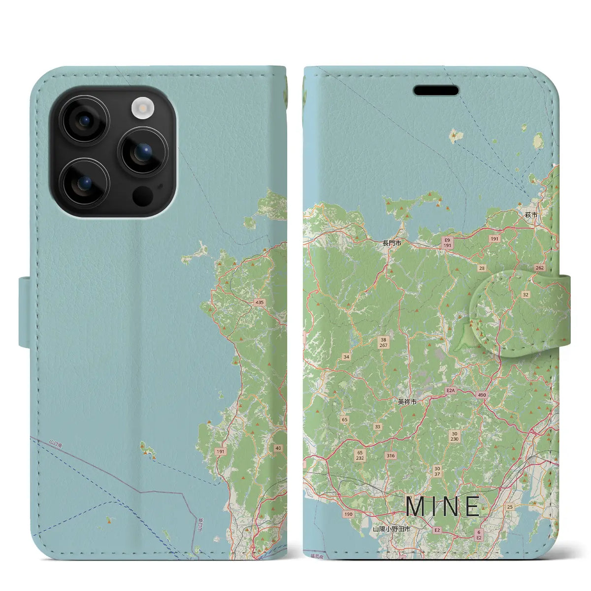 【美祢2(山口県)】地図柄iPhoneケース(手帳タイプ)