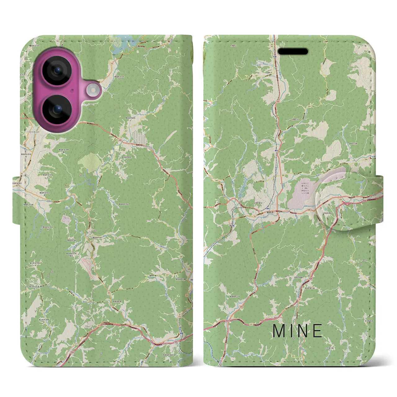 【美祢(山口県)】地図柄iPhoneケース(手帳タイプ)