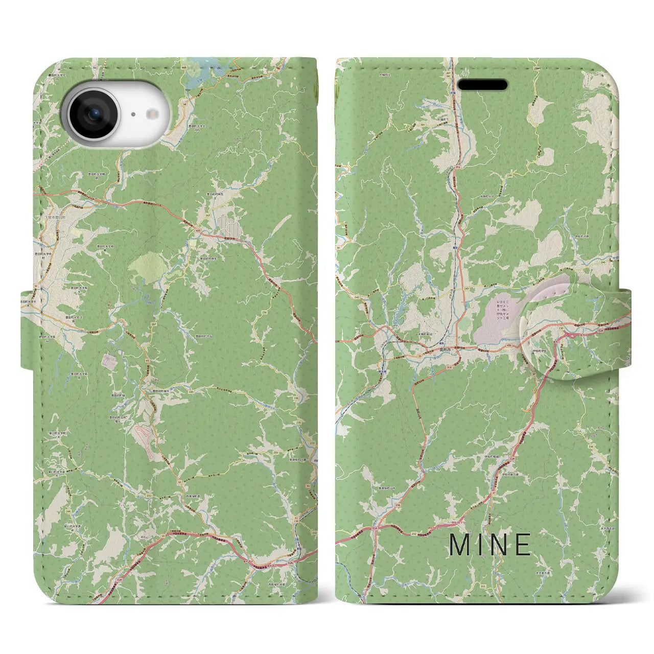 【美祢(山口県)】地図柄iPhoneケース(手帳タイプ)