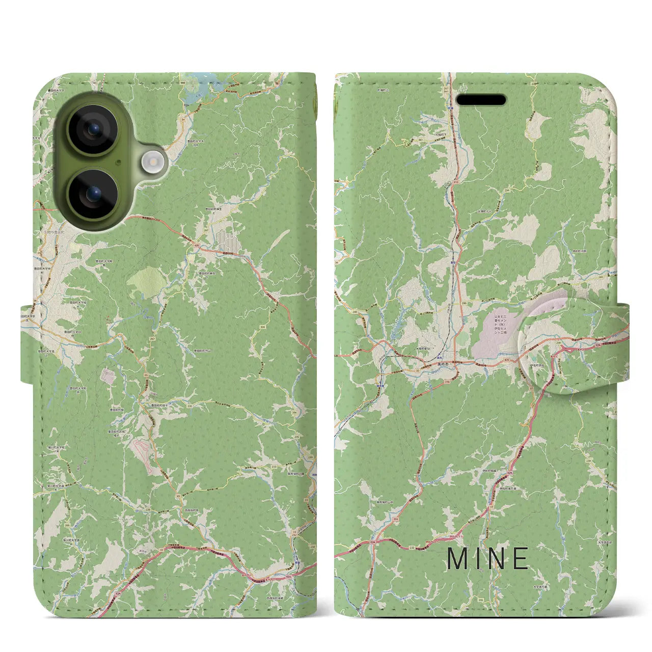 【美祢(山口県)】地図柄iPhoneケース(手帳タイプ)