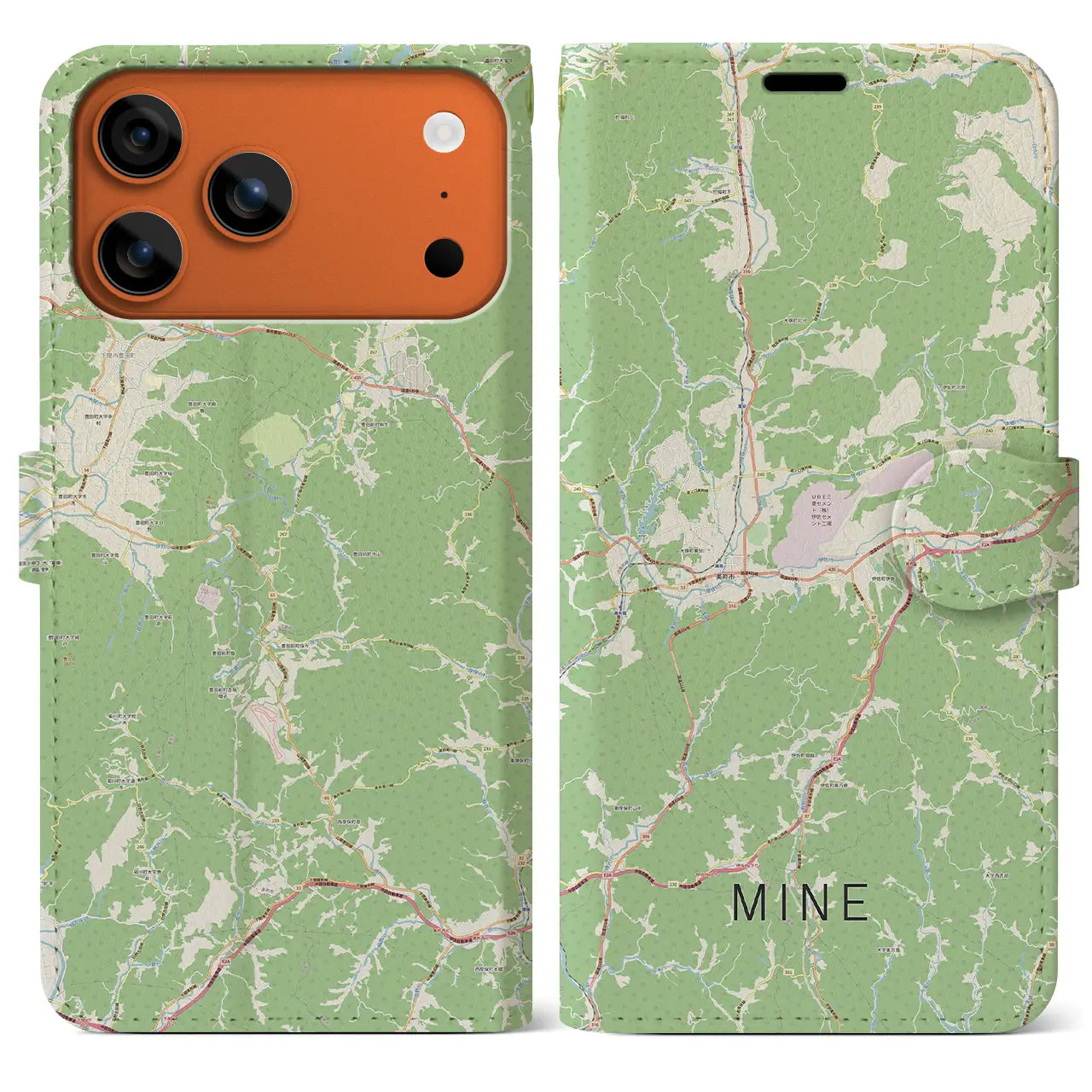 【美祢(山口県)】地図柄iPhoneケース(手帳タイプ)