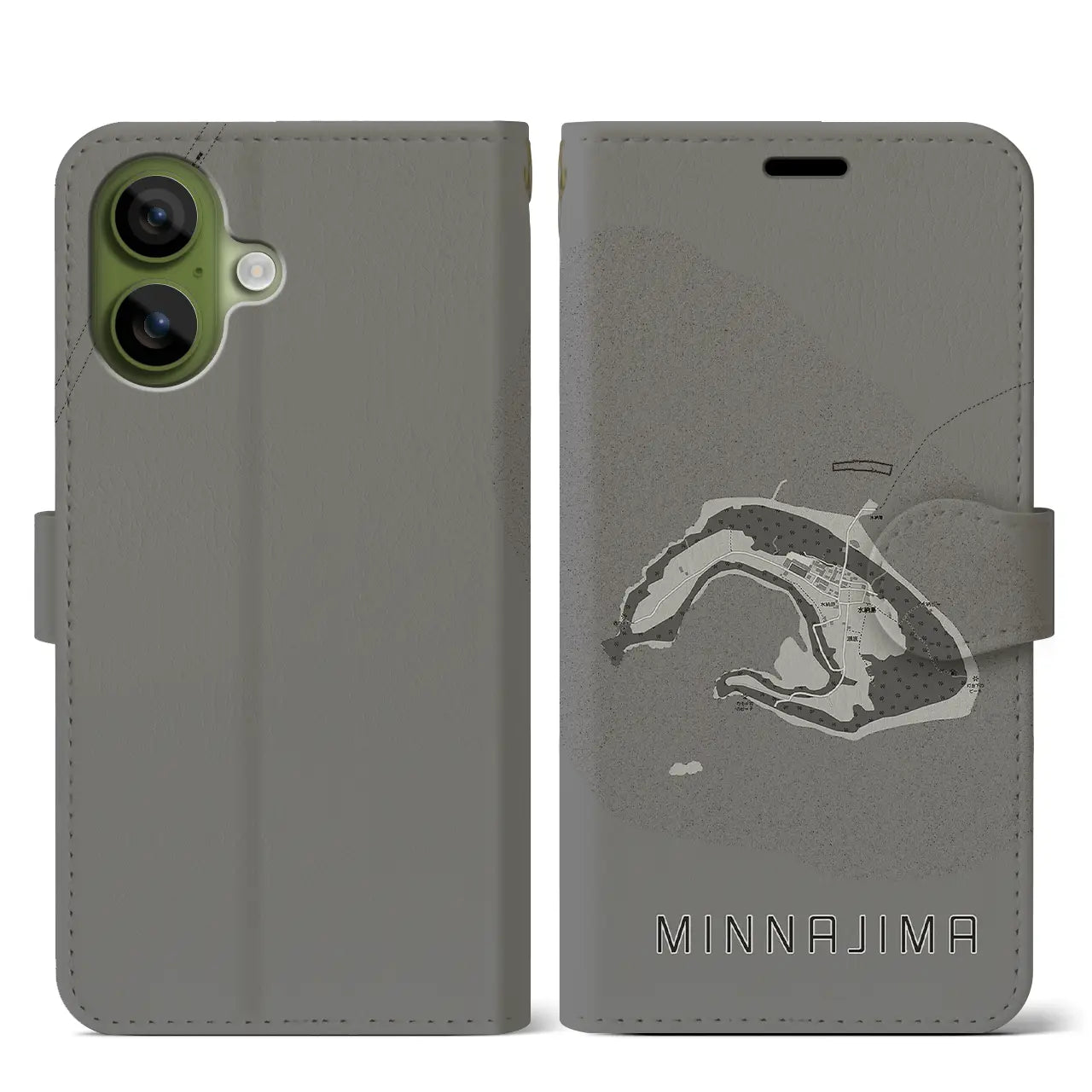 【水納島(沖縄県)】地図柄iPhoneケース(手帳タイプ)