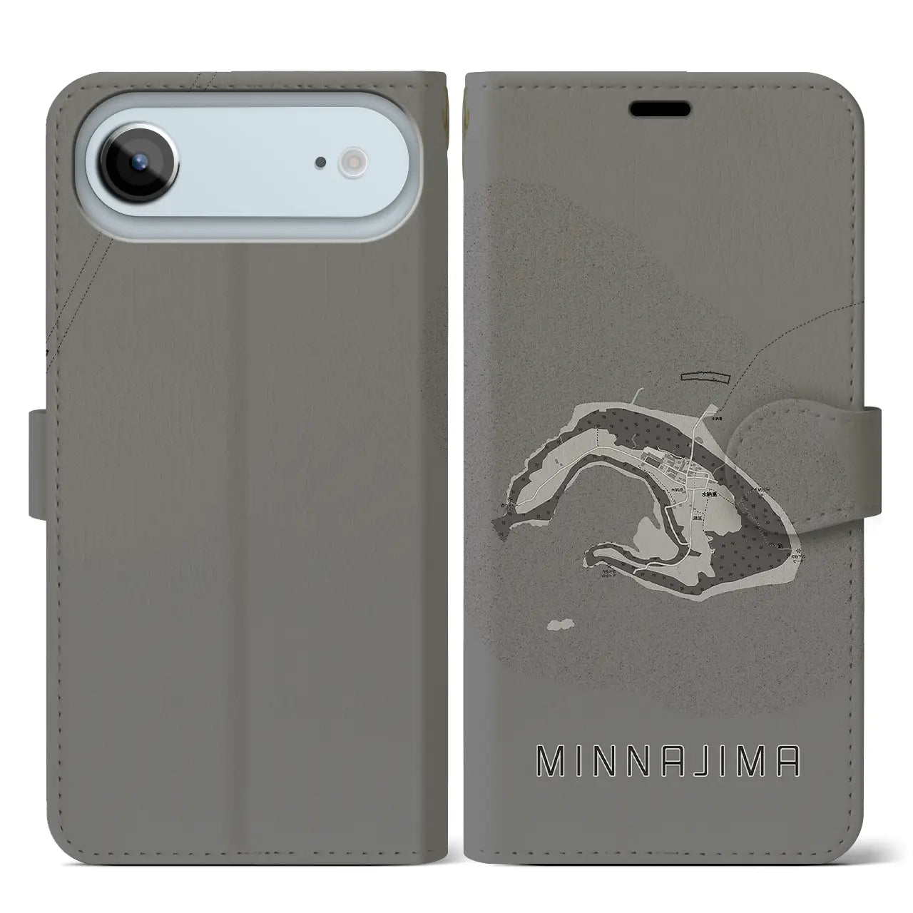 【水納島(沖縄県)】地図柄iPhoneケース(手帳タイプ)