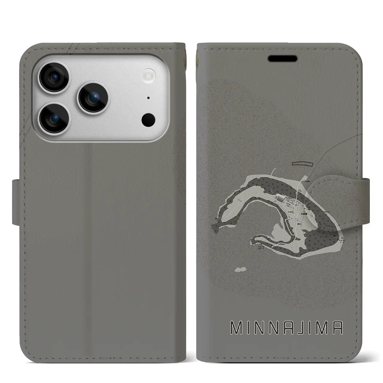 【水納島(沖縄県)】地図柄iPhoneケース(手帳タイプ)