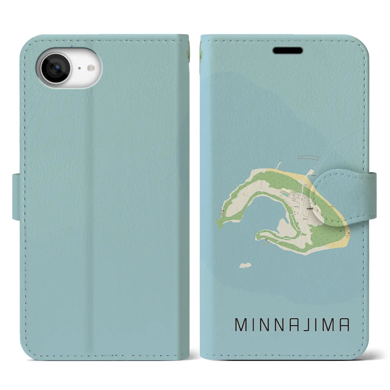 【水納島(沖縄県)】地図柄iPhoneケース(手帳タイプ)
