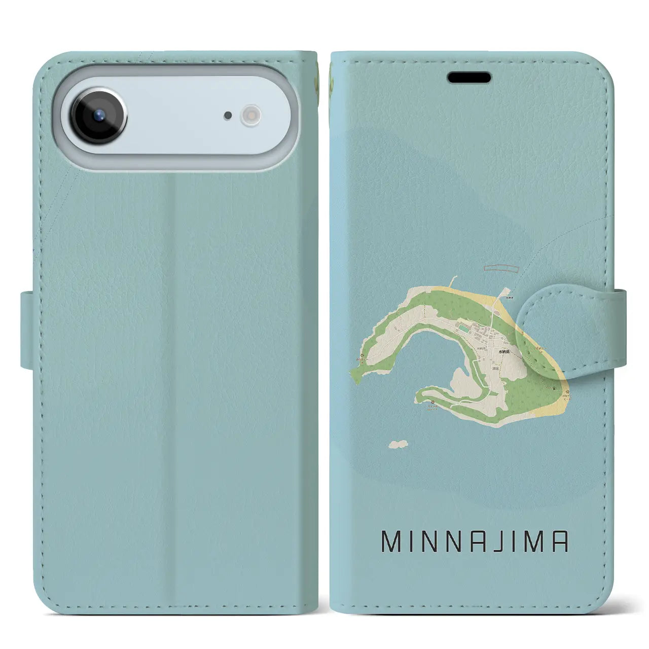 【水納島(沖縄県)】地図柄iPhoneケース(手帳タイプ)