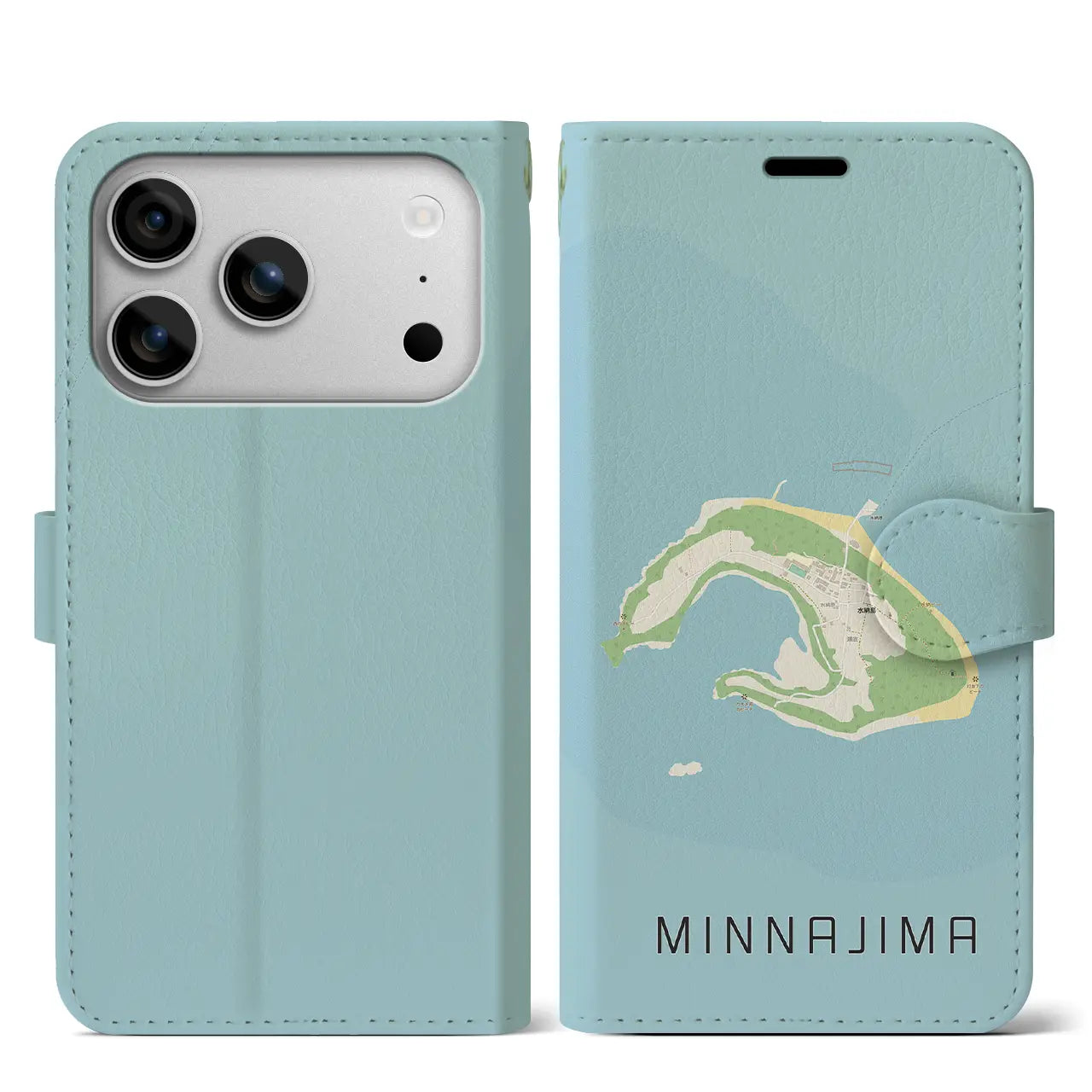 【水納島(沖縄県)】地図柄iPhoneケース(手帳タイプ)