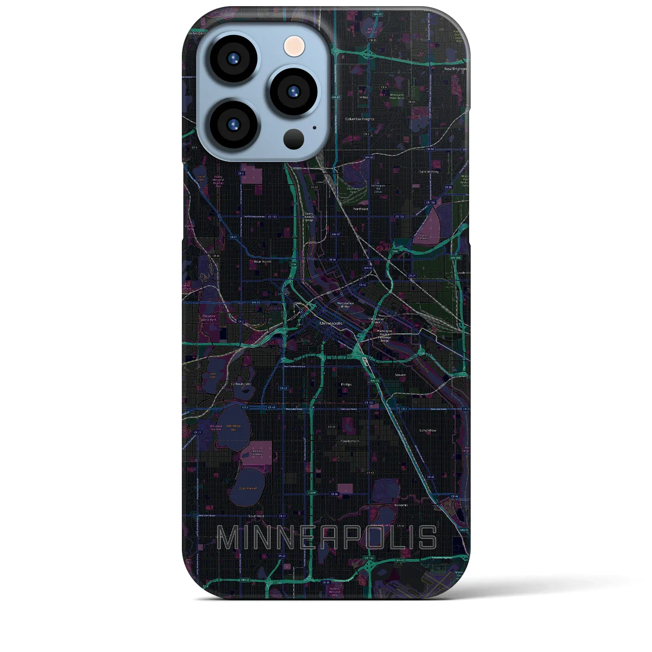 【ミネアポリス(アメリカ)】地図柄iPhoneケース(バックカバータイプ)