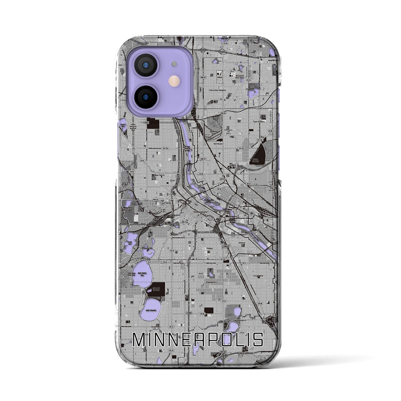 【ミネアポリス(アメリカ)】地図柄iPhoneケース(クリアタイプ)