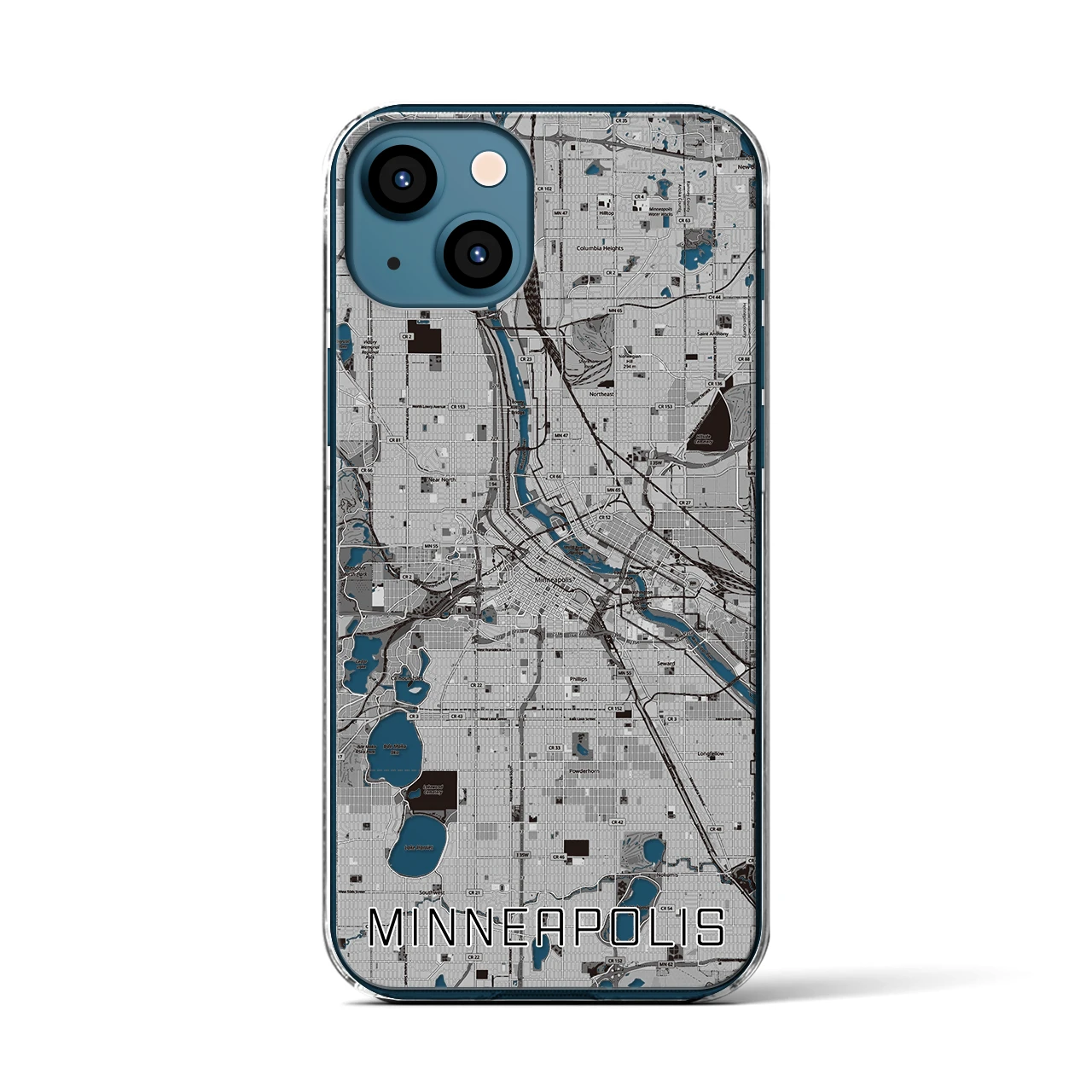 【ミネアポリス(アメリカ)】地図柄iPhoneケース(クリアタイプ)