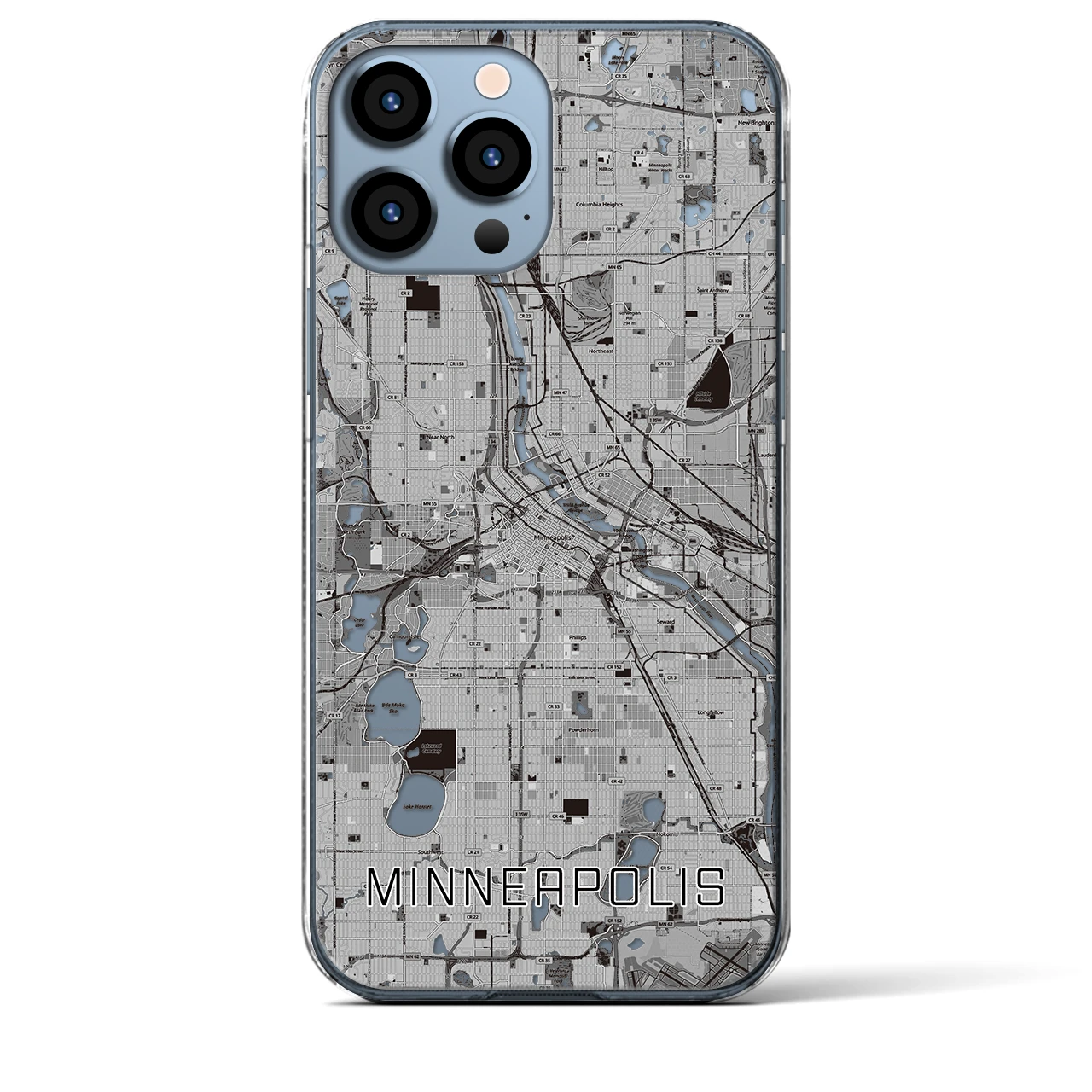 【ミネアポリス(アメリカ)】地図柄iPhoneケース(クリアタイプ)