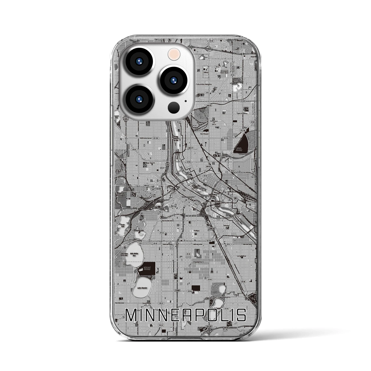 【ミネアポリス(アメリカ)】地図柄iPhoneケース(クリアタイプ)