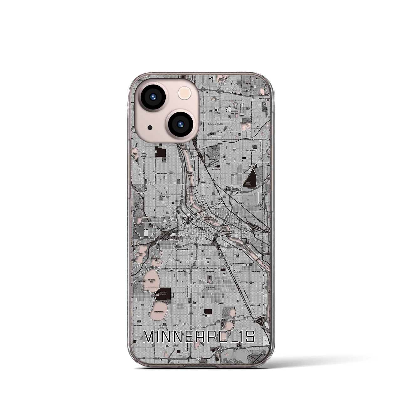【ミネアポリス(アメリカ)】地図柄iPhoneケース(クリアタイプ)