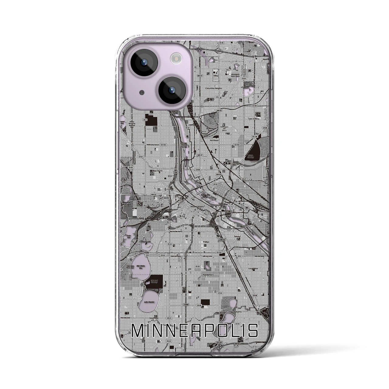 【ミネアポリス(アメリカ)】地図柄iPhoneケース(クリアタイプ)