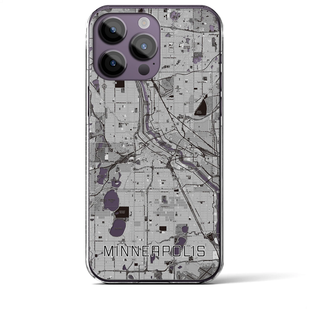 【ミネアポリス(アメリカ)】地図柄iPhoneケース(クリアタイプ)