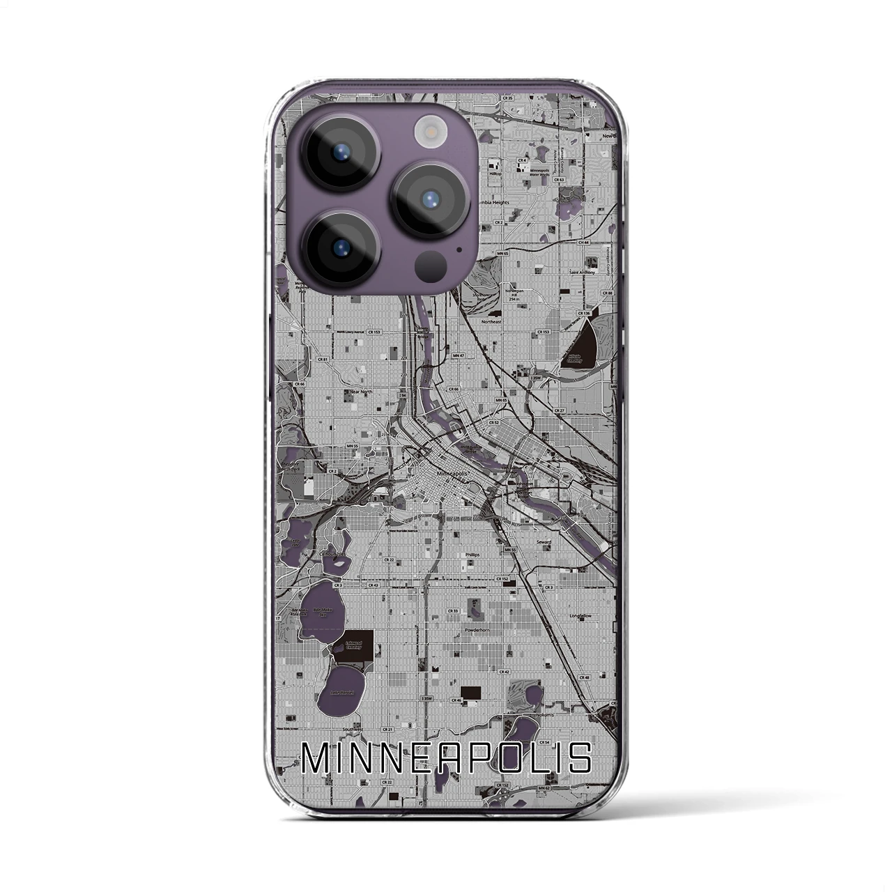 【ミネアポリス(アメリカ)】地図柄iPhoneケース(クリアタイプ)
