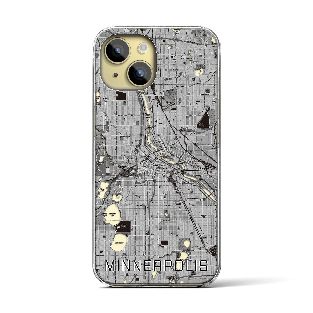 【ミネアポリス(アメリカ)】地図柄iPhoneケース(クリアタイプ)