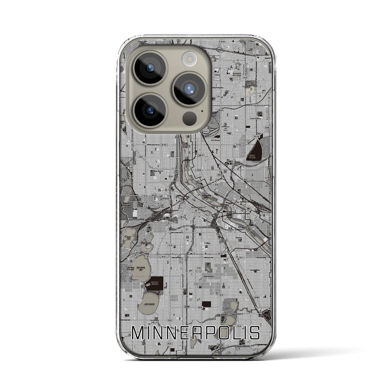 【ミネアポリス(アメリカ)】地図柄iPhoneケース(クリアタイプ)