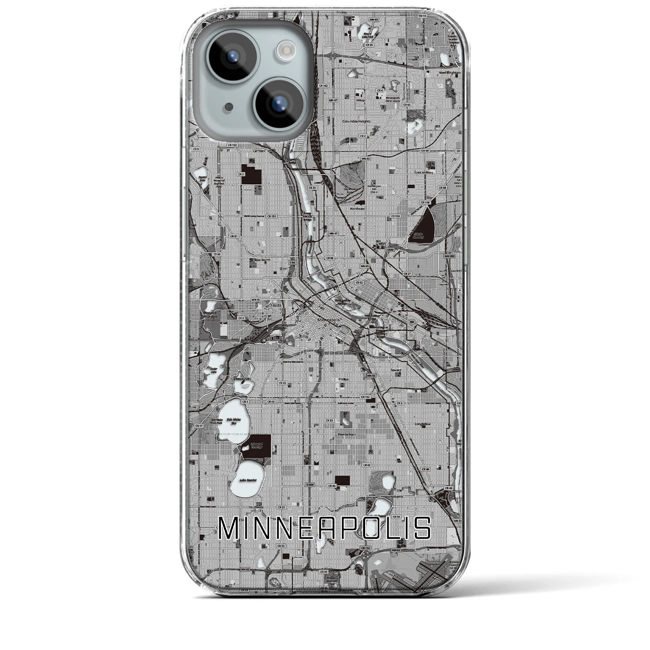 【ミネアポリス(アメリカ)】地図柄iPhoneケース(クリアタイプ)