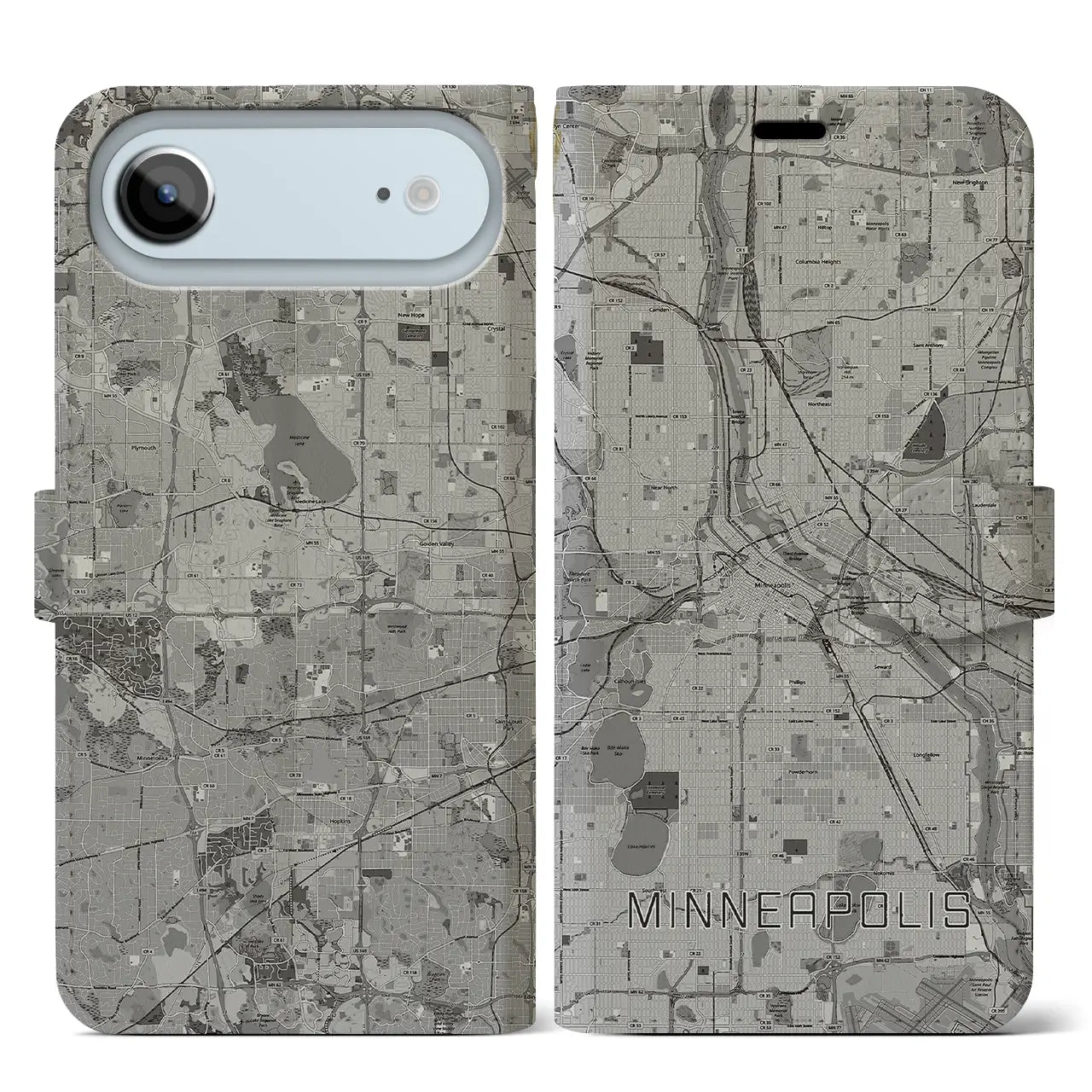 【ミネアポリス(アメリカ)】地図柄iPhoneケース(手帳タイプ)