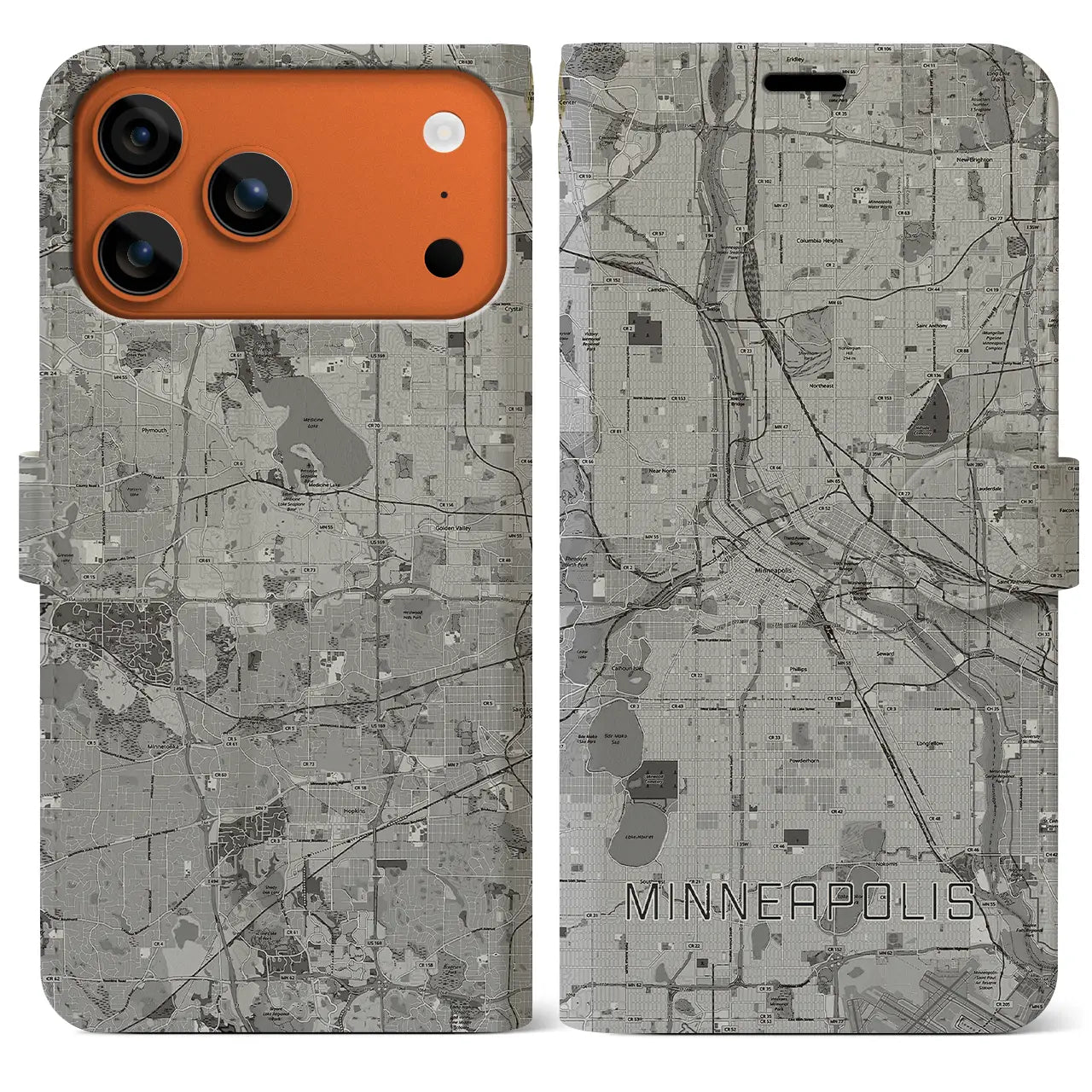 【ミネアポリス(アメリカ)】地図柄iPhoneケース(手帳タイプ)