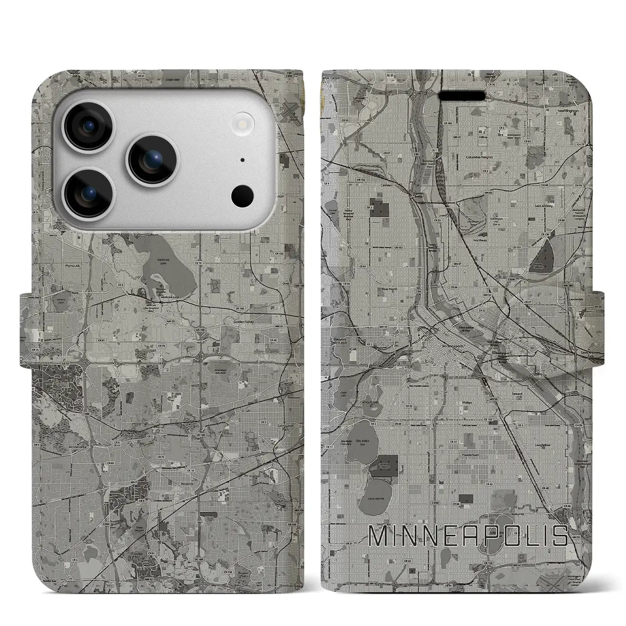 【ミネアポリス(アメリカ)】地図柄iPhoneケース(手帳タイプ)