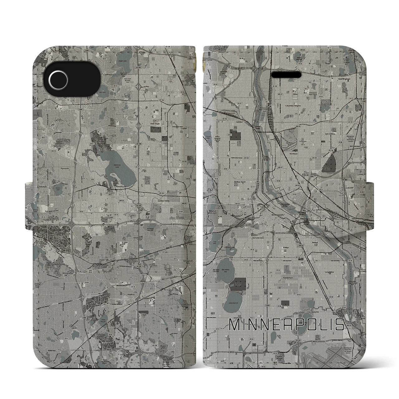 【ミネアポリス(アメリカ)】地図柄iPhoneケース(手帳タイプ)