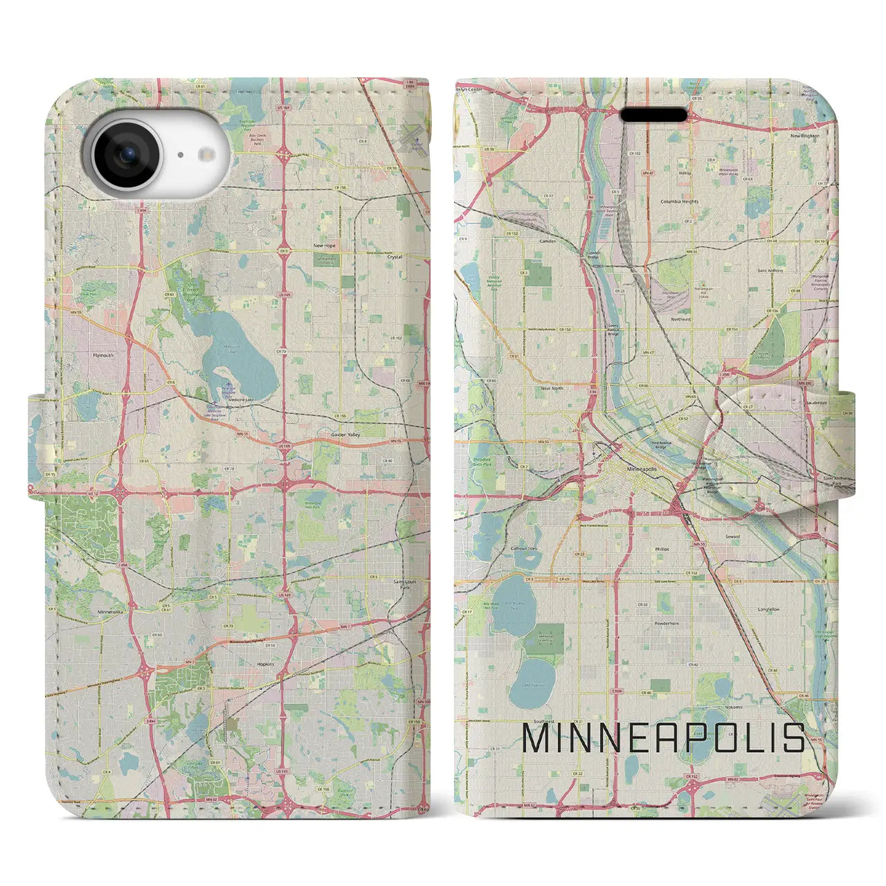 【ミネアポリス(アメリカ)】地図柄iPhoneケース(手帳タイプ)