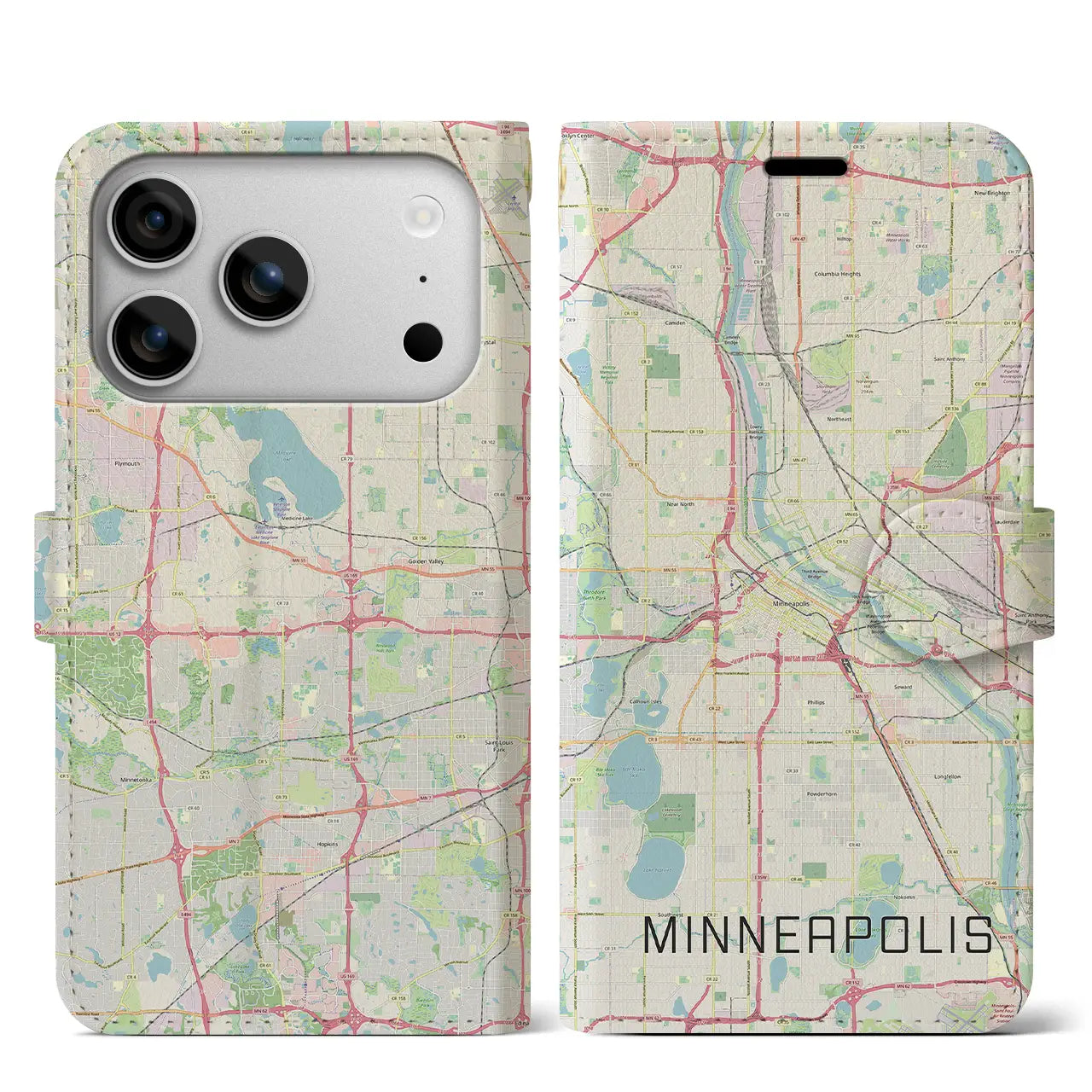 【ミネアポリス(アメリカ)】地図柄iPhoneケース(手帳タイプ)