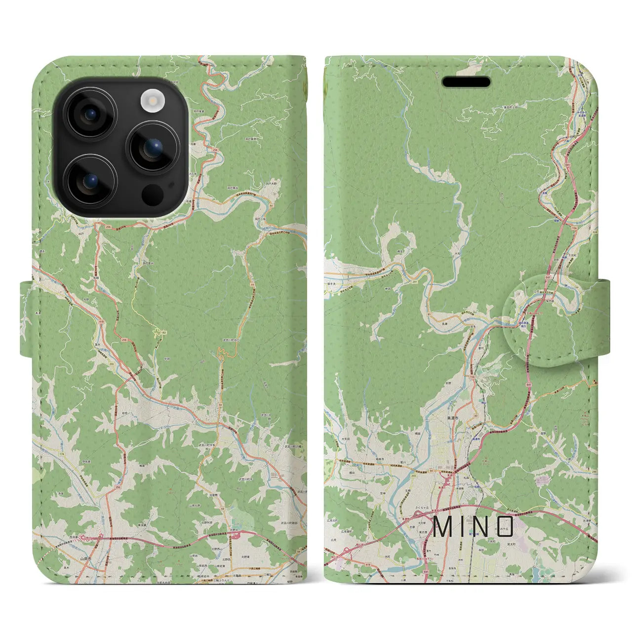 【美濃(岐阜県)】地図柄iPhoneケース(手帳タイプ)ナチュラル・iPhone 16 用