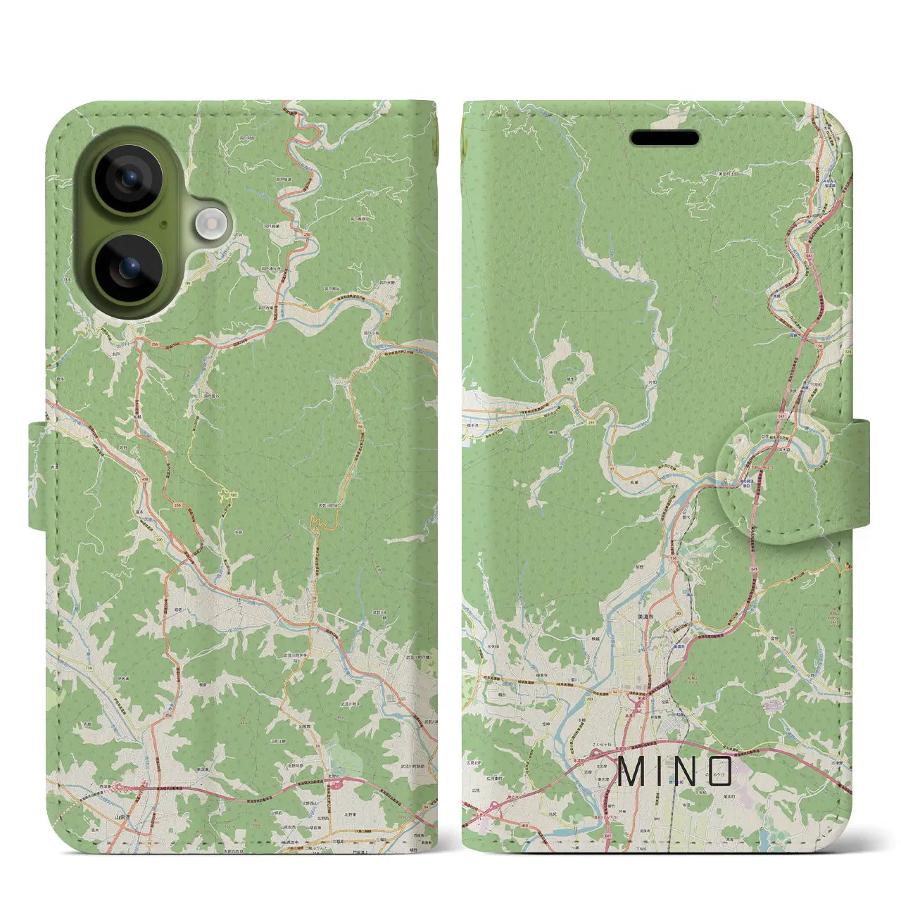 【美濃(岐阜県)】地図柄iPhoneケース(手帳タイプ)モノトーン・iPhone 17 Pro Max 用