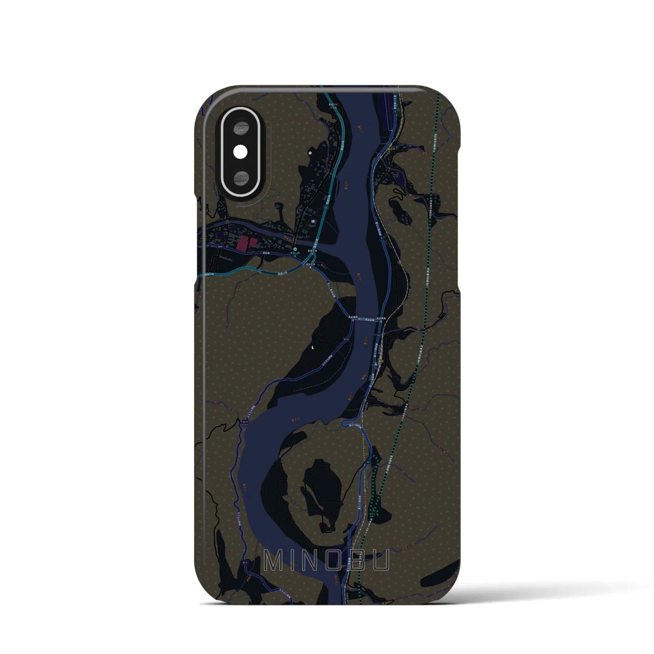 【身延(山梨県)】地図柄iPhoneケース(バックカバータイプ)