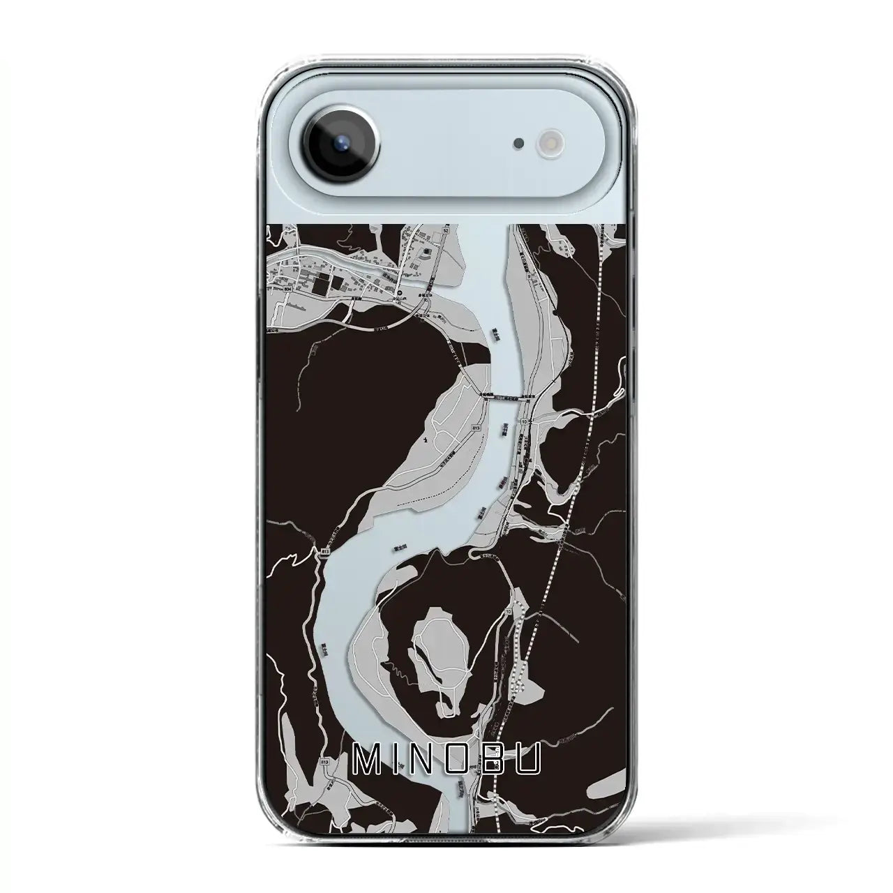 【身延(山梨県)】地図柄iPhoneケース(クリアタイプ)モノトーン・iPhone 17 Pro Max 用