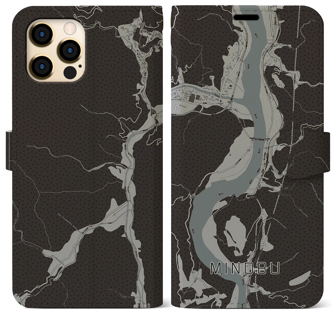 【身延(山梨県)】地図柄iPhoneケース(手帳タイプ)