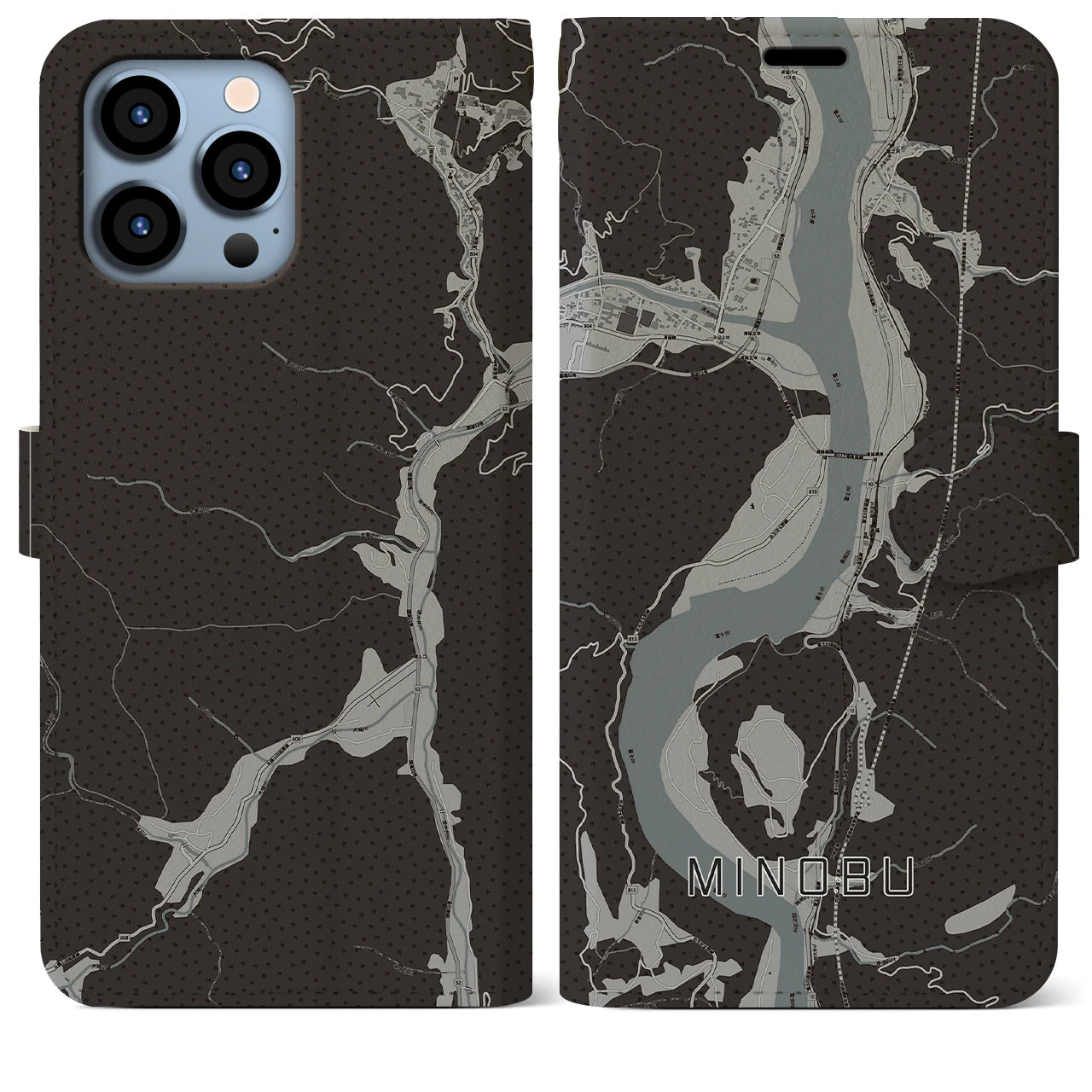 【身延(山梨県)】地図柄iPhoneケース(手帳タイプ)