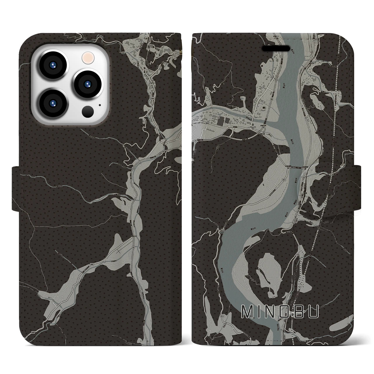 【身延(山梨県)】地図柄iPhoneケース(手帳タイプ)