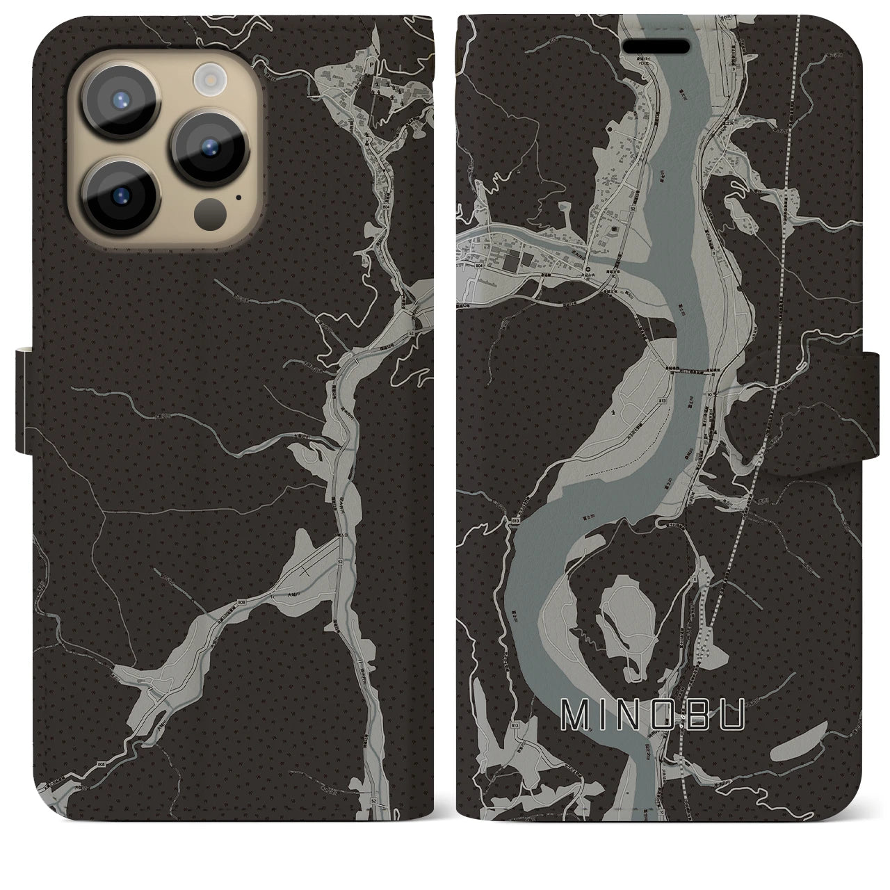 【身延(山梨県)】地図柄iPhoneケース(手帳タイプ)