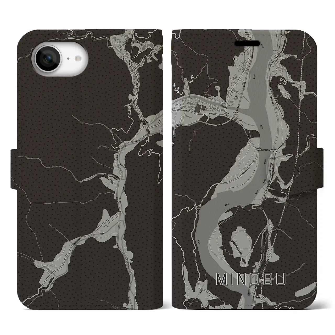 【身延(山梨県)】地図柄iPhoneケース(手帳タイプ)