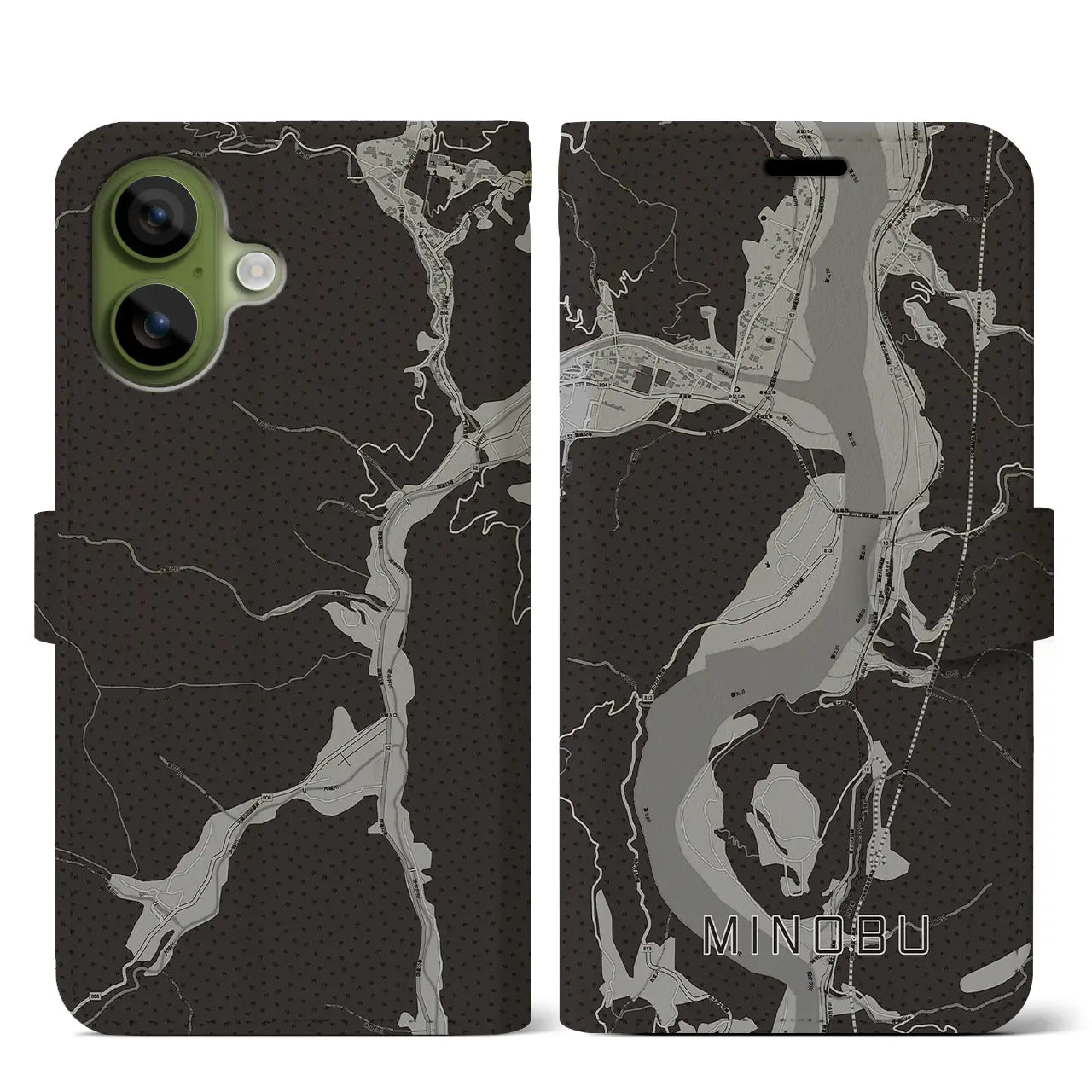 【身延(山梨県)】地図柄iPhoneケース(手帳タイプ)