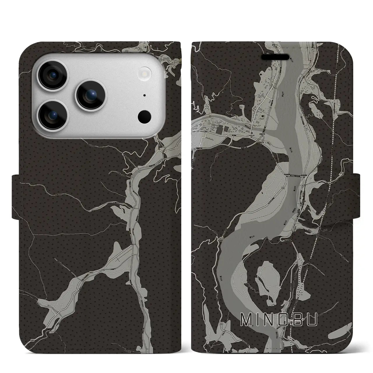 【身延(山梨県)】地図柄iPhoneケース(手帳タイプ)