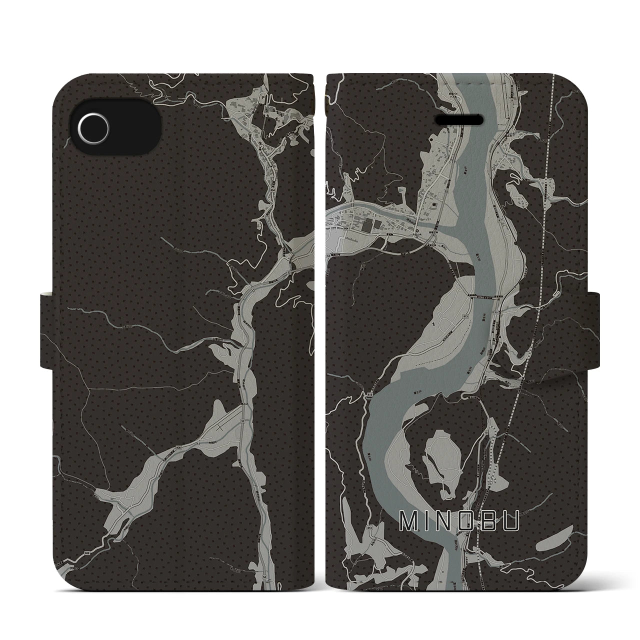 【身延(山梨県)】地図柄iPhoneケース(手帳タイプ)