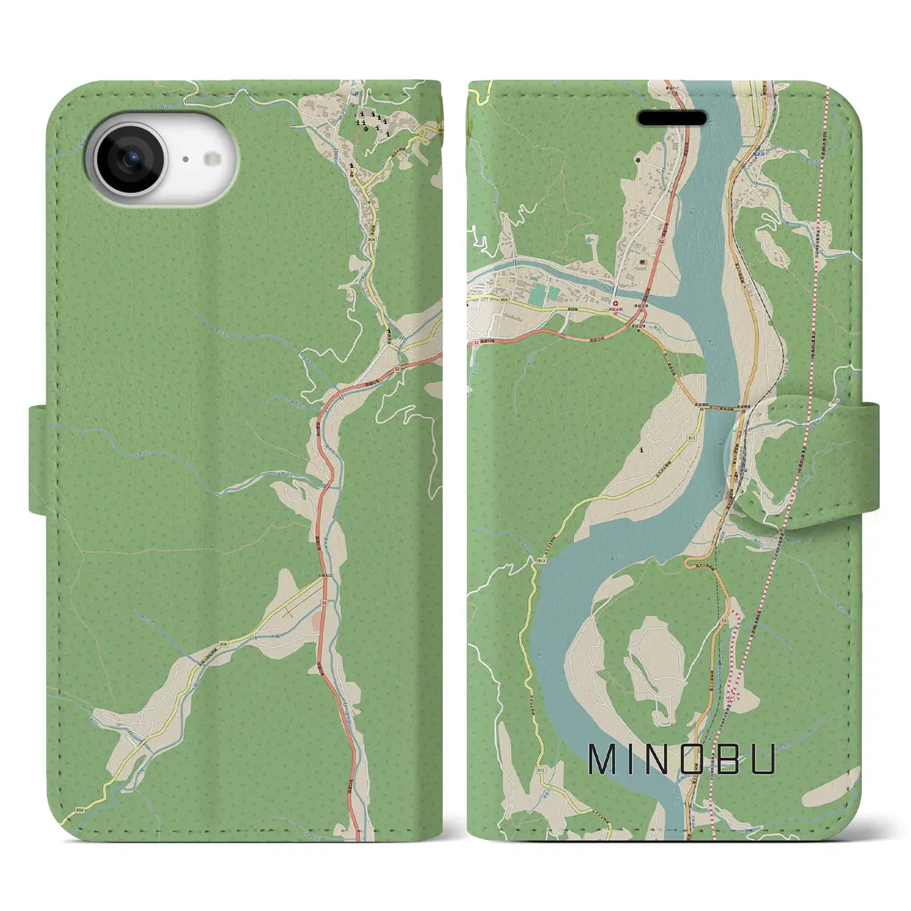 【身延(山梨県)】地図柄iPhoneケース(手帳タイプ)