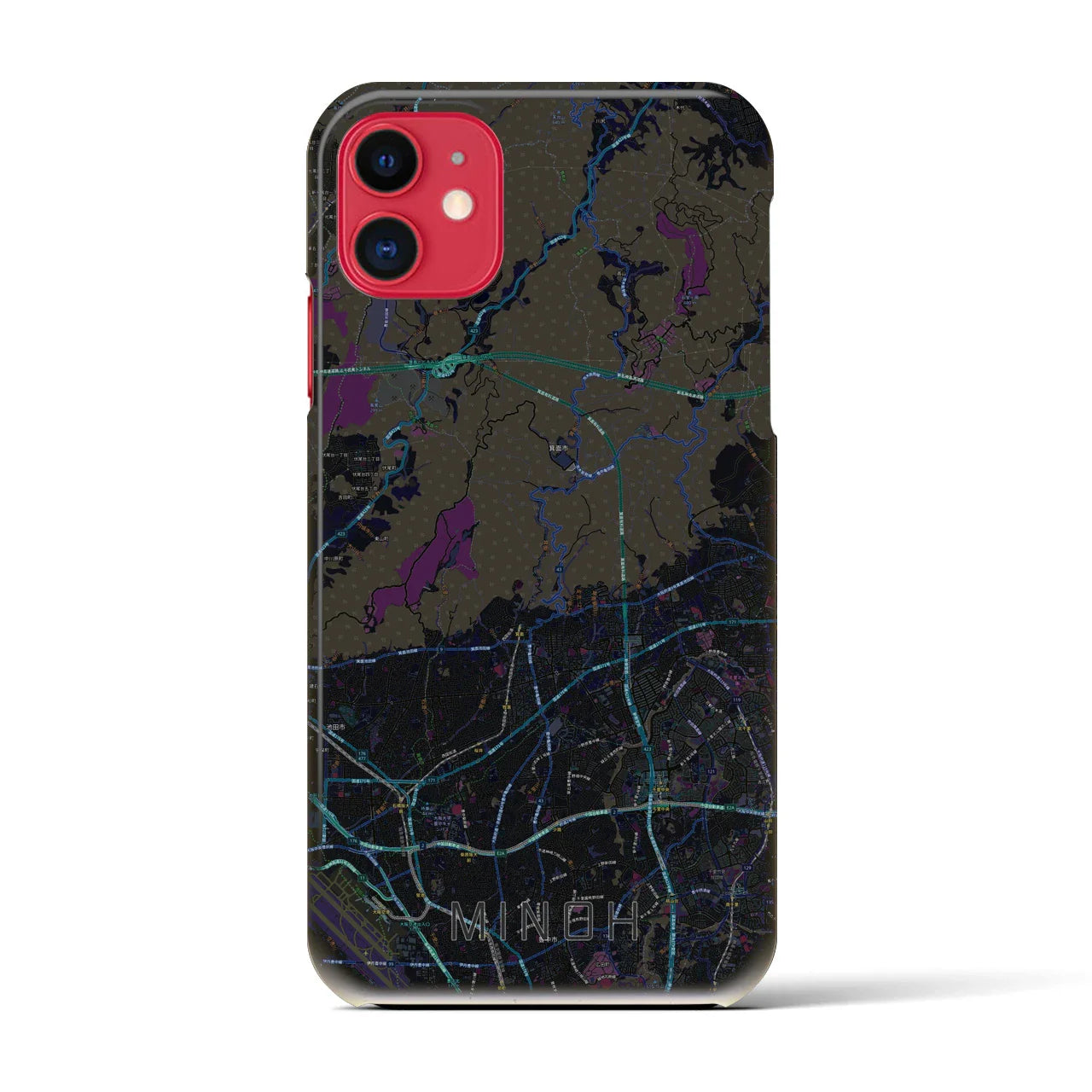【箕面(大阪府)】地図柄iPhoneケース(バックカバータイプ)
