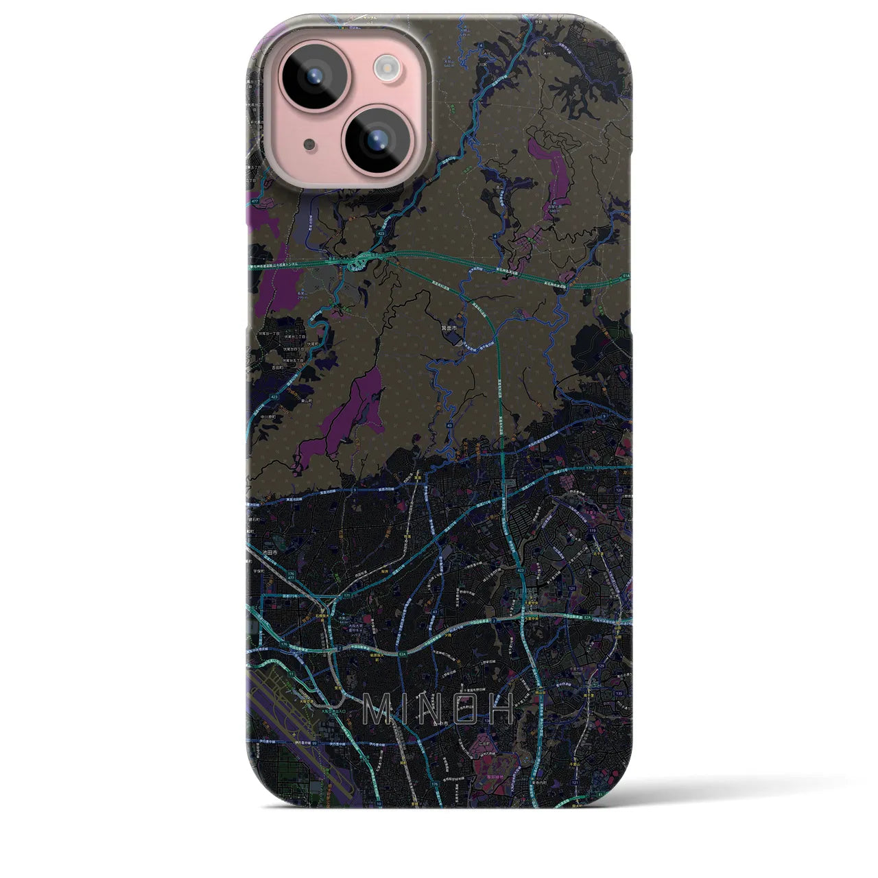 【箕面(大阪府)】地図柄iPhoneケース(バックカバータイプ)