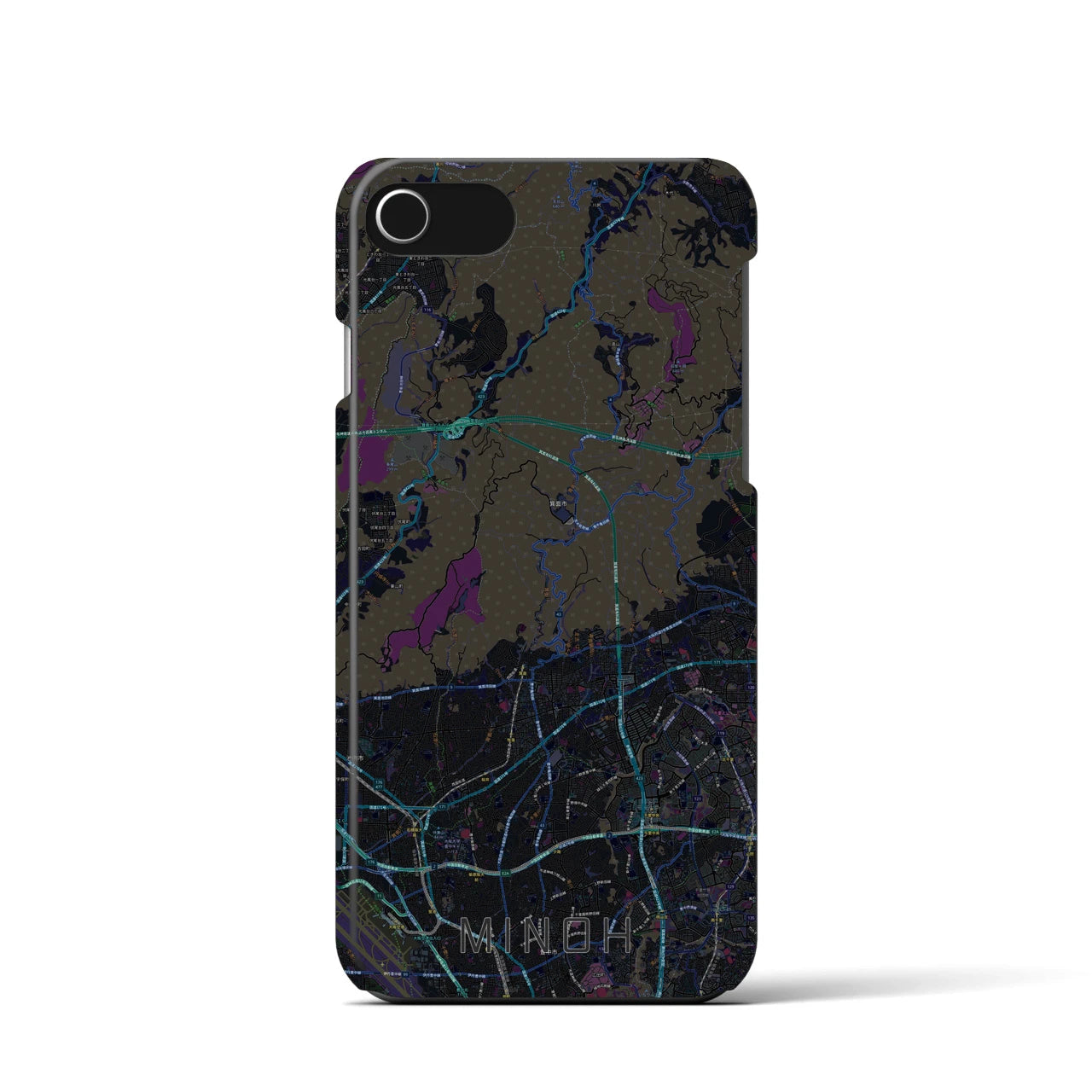 【箕面(大阪府)】地図柄iPhoneケース(バックカバータイプ)