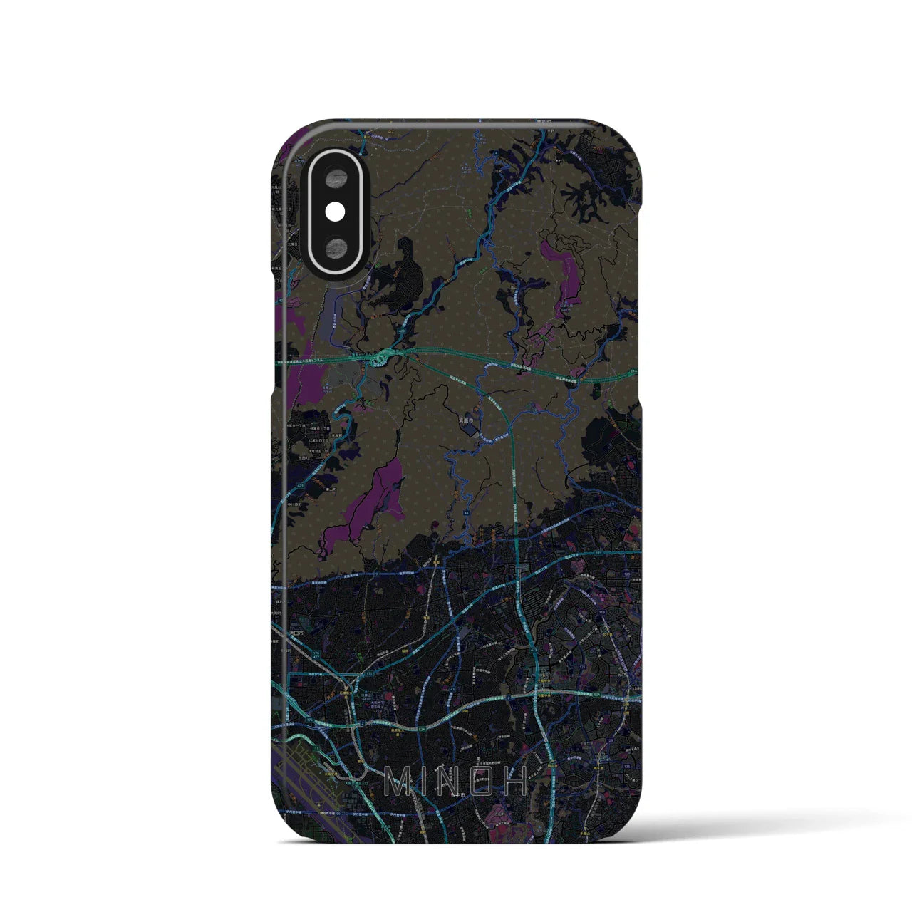 【箕面(大阪府)】地図柄iPhoneケース(バックカバータイプ)