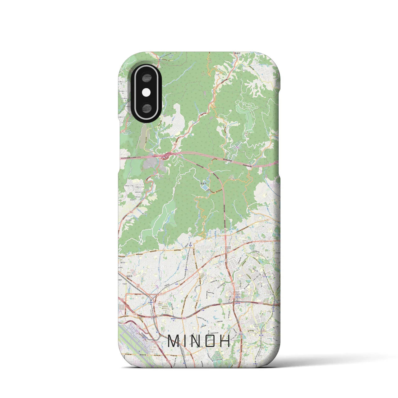 【箕面(大阪府)】地図柄iPhoneケース(バックカバータイプ)