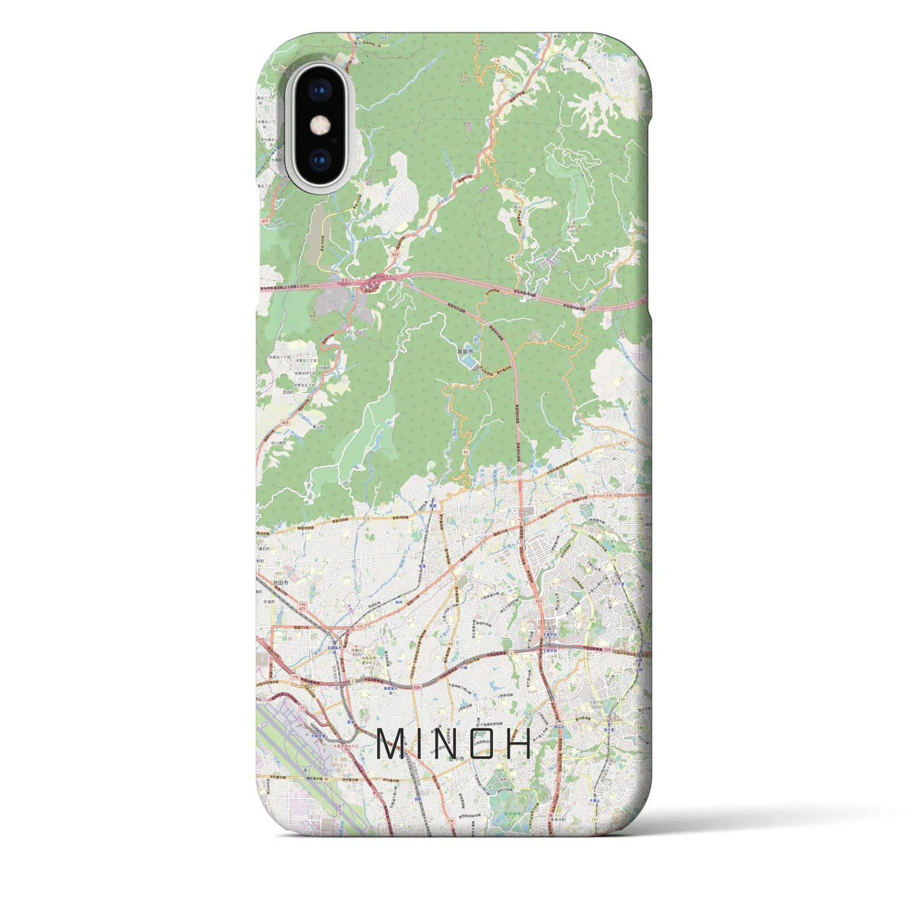 【箕面(大阪府)】地図柄iPhoneケース(バックカバータイプ)