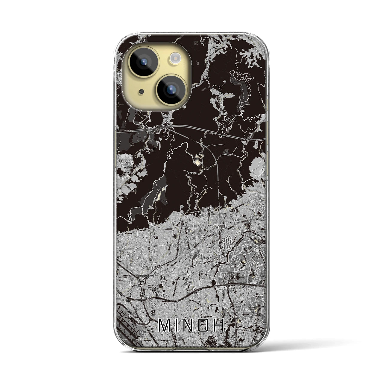 【箕面(大阪府)】地図柄iPhoneケース(クリアタイプ)