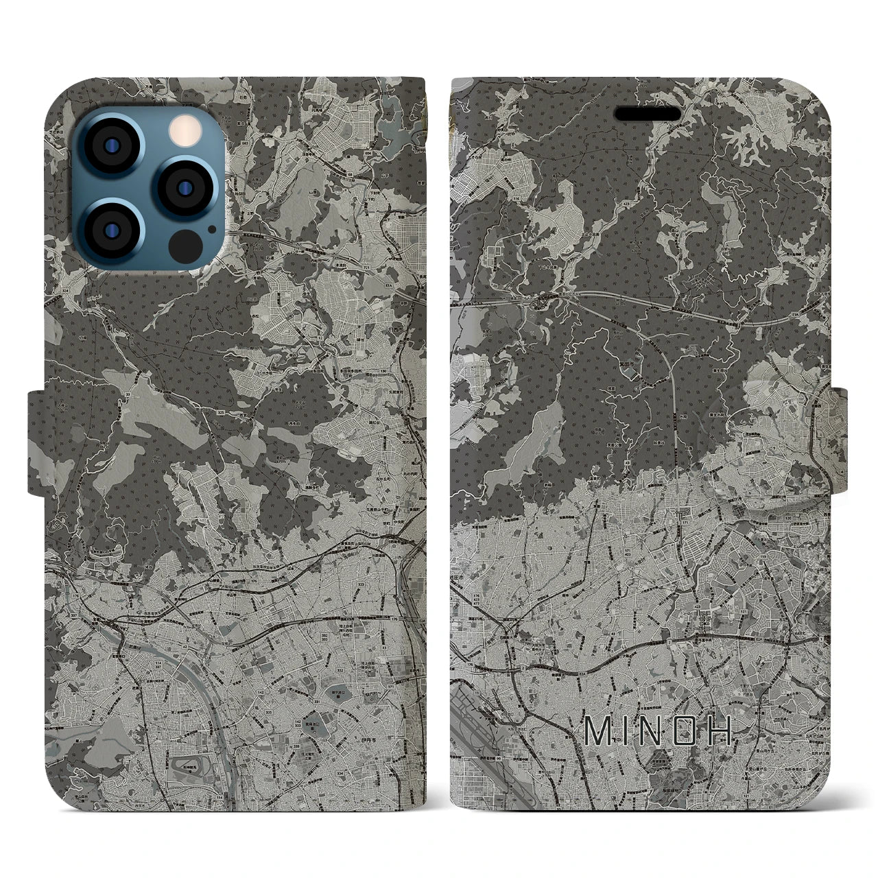 【箕面(大阪府)】地図柄iPhoneケース(手帳タイプ)